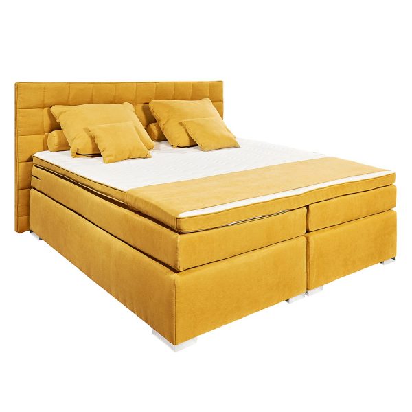 Boxspringbett Welham I (inklusive Topper) - Microvelours - 180 x 200cm - Senfgelb Boxspringbett Welham I (inklusive Topper) - Microvelours - 180 x 200cm - Senfgelb