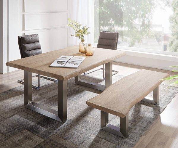 DELIFE Baumtisch Live-Edge 140x90 Akazie Champagner Platte 5 cm Gestell breit, Esstische, Baumkantenmöbel, Massivholzmöbel, Massivholz, Baumkante, Wolf Live Edge DELIFE Baumtisch Live-Edge 140x90 Akazie Champagner Platte 5 cm Gestell breit, Esstische, Baumkantenmöbel, Massivholzmöbel, Massivholz, Baumkante, Wolf Live Edge