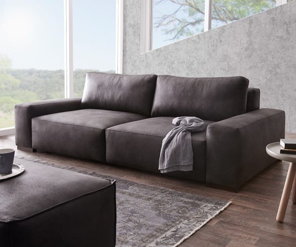 DELIFE Big-Sofa Lanzo 270x125 cm Anthrazit Vintage Optik, Big Sofas DELIFE Big-Sofa Lanzo 270x125 cm Anthrazit Vintage Optik, Big Sofas