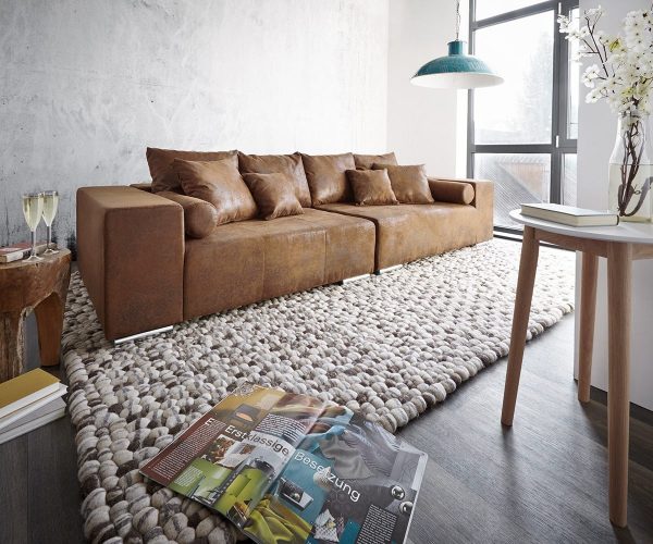 DELIFE Big-Sofa Marbeya 285x115 Braun Antik Optik mit 10 Kissen, Big Sofas DELIFE Big-Sofa Marbeya 285x115 Braun Antik Optik mit 10 Kissen, Big Sofas