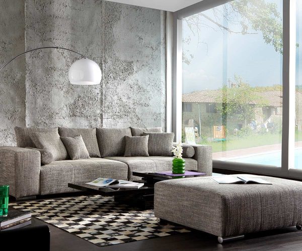 DELIFE Big-Sofa Marbeya 285x115 Hellgrau Couch mit Hocker, Big Sofas DELIFE Big-Sofa Marbeya 285x115 Hellgrau Couch mit Hocker, Big Sofas