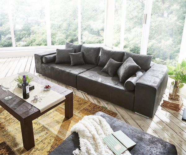 DELIFE Big-Sofa Marbeya 285x115 cm Anthrazit Antik Optik Hocker, Big Sofas DELIFE Big-Sofa Marbeya 285x115 cm Anthrazit Antik Optik Hocker, Big Sofas