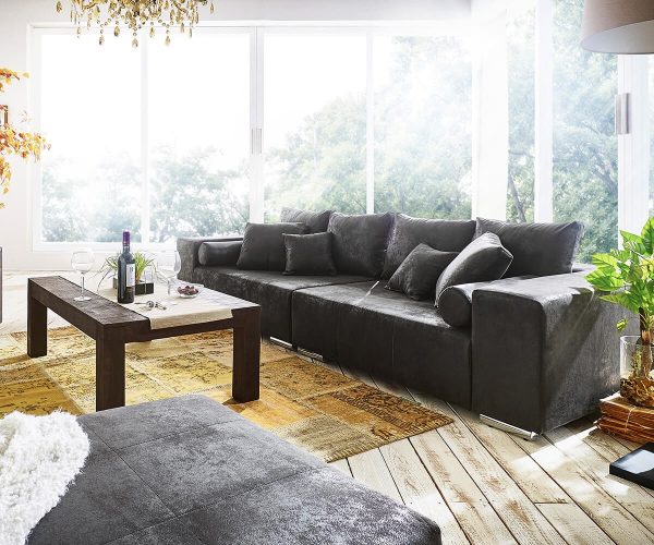 DELIFE Big-Sofa Marbeya 285x115 cm Anthrazit Antik Optik Kissen, Big Sofas DELIFE Big-Sofa Marbeya 285x115 cm Anthrazit Antik Optik Kissen, Big Sofas