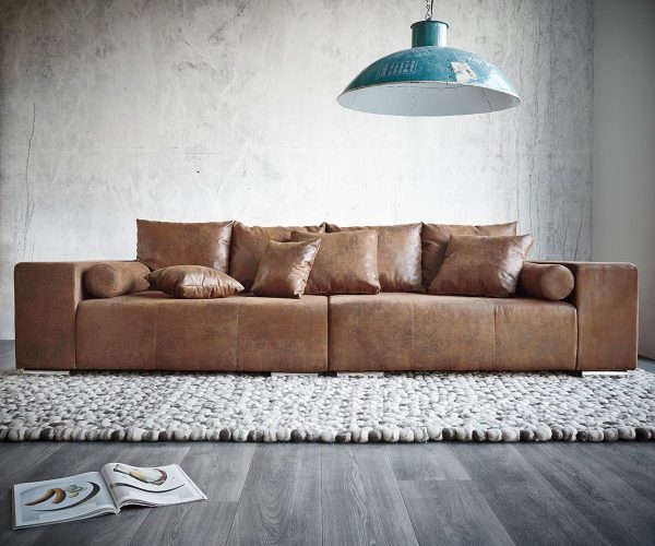DELIFE Big-Sofa Marbeya 285x115 cm Braun mit Hocker Antik Optik, Big Sofas DELIFE Big-Sofa Marbeya 285x115 cm Braun mit Hocker Antik Optik, Big Sofas