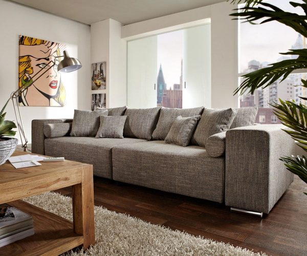 DELIFE Big-Sofa Marbeya 290x110 cm Hellgrau mit Schlaffunktion, Big Sofas DELIFE Big-Sofa Marbeya 290x110 cm Hellgrau mit Schlaffunktion, Big Sofas