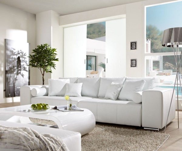 DELIFE Big-Sofa Marbeya 290x110cm Weiss mit Schlaffunktion, Big Sofas DELIFE Big-Sofa Marbeya 290x110cm Weiss mit Schlaffunktion, Big Sofas