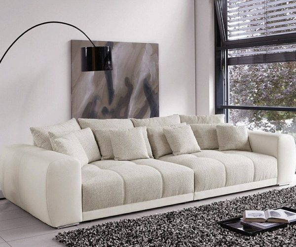 DELIFE Big Sofa Valeska 310x135 cm Grau Beige mit 12 Kissen, Big Sofas DELIFE Big Sofa Valeska 310x135 cm Grau Beige mit 12 Kissen, Big Sofas
