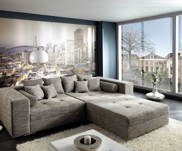 DELIFE Bigsofa Marlen 300x140 cm Hellgrau mit Sitzhocker, Big Sofas DELIFE Bigsofa Marlen 300x140 cm Hellgrau mit Sitzhocker, Big Sofas
