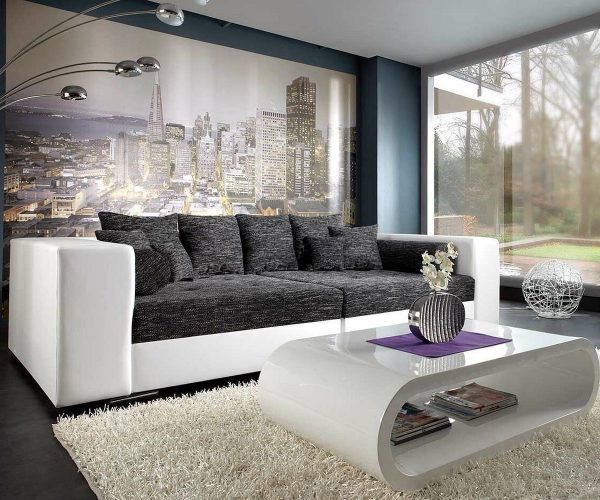 DELIFE Bigsofa Marlen 300x140 cm Weiss Schwarz Couch, Big Sofas DELIFE Bigsofa Marlen 300x140 cm Weiss Schwarz Couch, Big Sofas