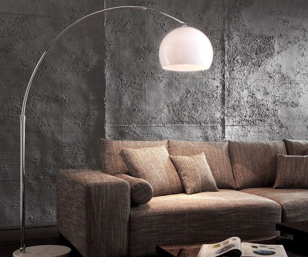DELIFE Bogenleuchte Big-Deal Eco Lounge Weiss Marmor verstellbar, Stehleuchten DELIFE Bogenleuchte Big-Deal Eco Lounge Weiss Marmor verstellbar, Stehleuchten