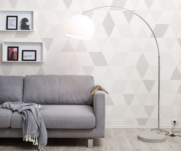 DELIFE Bogenleuchte Big-Deal Eco Silber Weiss Betonfuß höhenverstellbar, Stehleuchten DELIFE Bogenleuchte Big-Deal Eco Silber Weiss Betonfuß höhenverstellbar, Stehleuchten