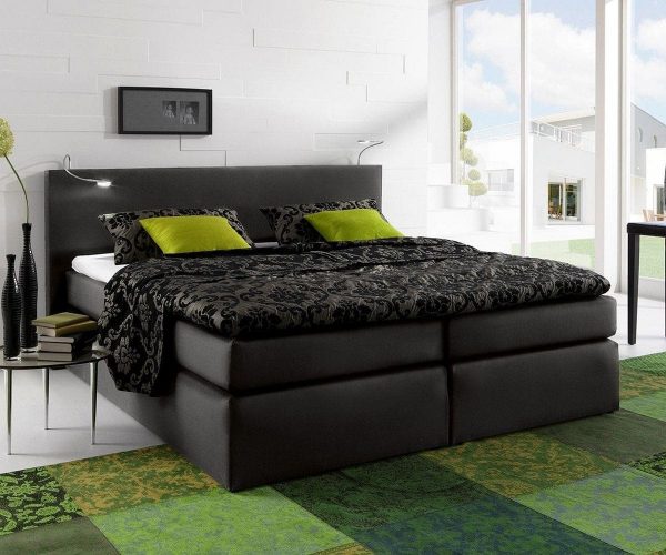 DELIFE Boxspringbett Alan 180x200 Schwarz Matratze und Topper, Boxspringbetten DELIFE Boxspringbett Alan 180x200 Schwarz Matratze und Topper, Boxspringbetten