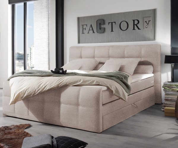 DELIFE Boxspringbett Amarillo 180x200 cm Beige mit Topper, Boxspringbetten DELIFE Boxspringbett Amarillo 180x200 cm Beige mit Topper, Boxspringbetten
