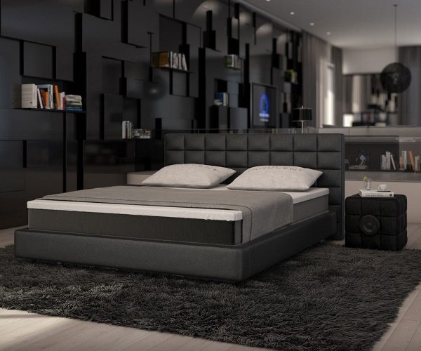 DELIFE Boxspringbett Junis 180x200 Schwarz Matratze und Topper, Boxspringbetten DELIFE Boxspringbett Junis 180x200 Schwarz Matratze und Topper, Boxspringbetten