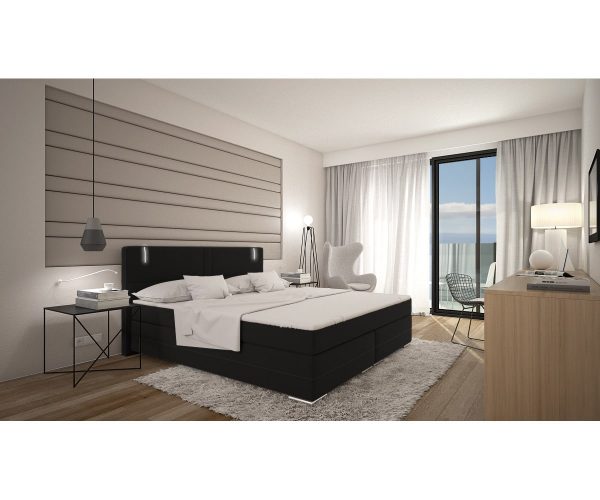 DELIFE Boxspringbett Lunetta 180x200 Schwarz Kingsize Matratze, Boxspringbetten DELIFE Boxspringbett Lunetta 180x200 Schwarz Kingsize Matratze, Boxspringbetten