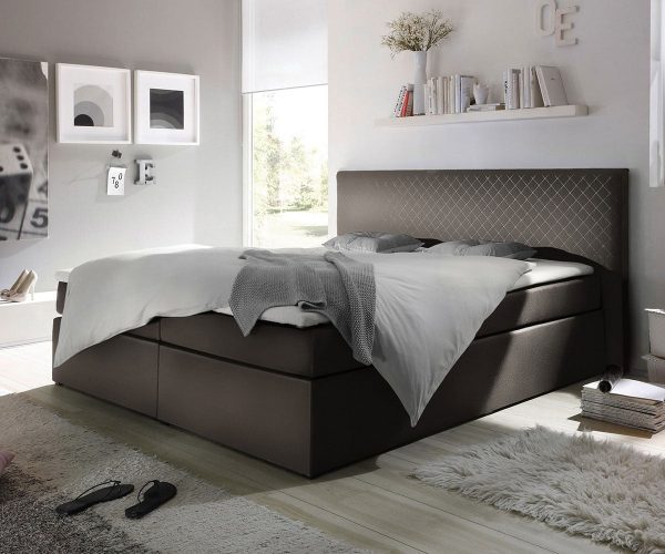 DELIFE Boxspringbett Stafford 180x200 cm Grau abgesteppt, Boxspringbetten DELIFE Boxspringbett Stafford 180x200 cm Grau abgesteppt, Boxspringbetten