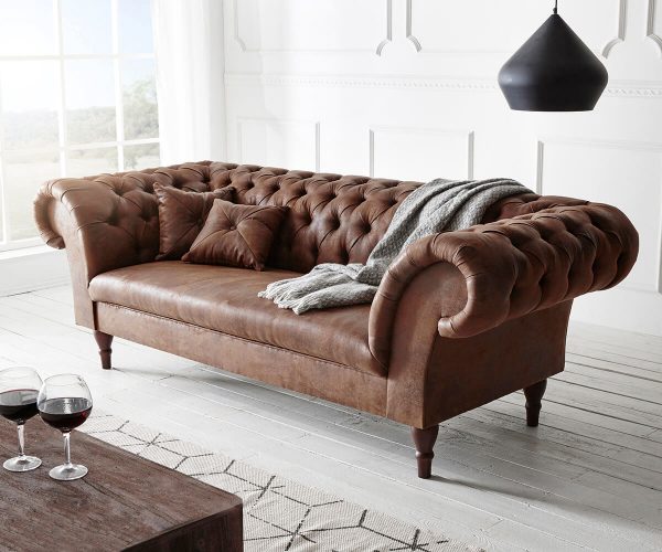 DELIFE Chesterfield Perida 235x92 Braun Antik Optik abgesteppt, Chesterfields DELIFE Chesterfield Perida 235x92 Braun Antik Optik abgesteppt, Chesterfields