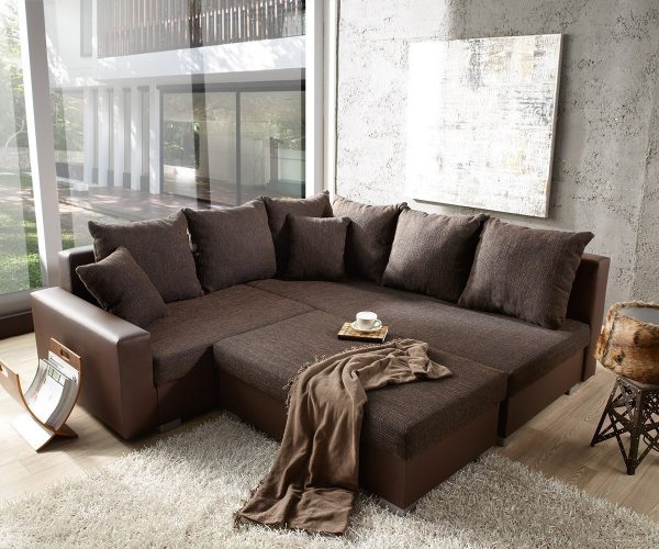 DELIFE Couch Lavello 210x210 Dunkelbraun Ottomane Rechts Hocker, Ecksofas DELIFE Couch Lavello 210x210 Dunkelbraun Ottomane Rechts Hocker, Ecksofas