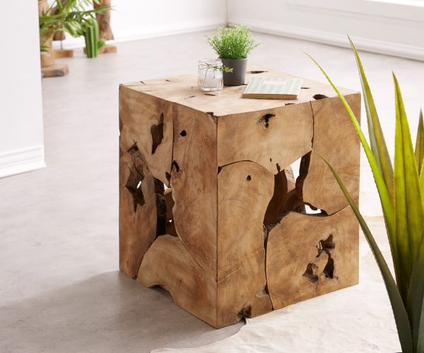 DELIFE Dekotisch Delores 40x40 Teakholz Natur Massivholz Unikat, Beistelltische DELIFE Dekotisch Delores 40x40 Teakholz Natur Massivholz Unikat, Beistelltische