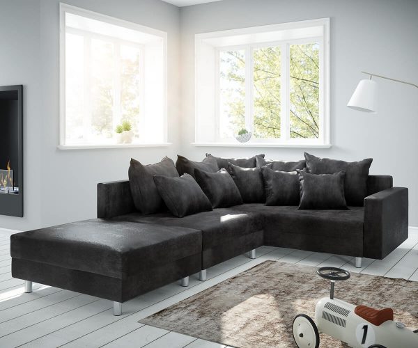 DELIFE Ecksofa Clovis Anthrazit Antik Optik modular Hocker Armlehne Ottomane Rechts, Design Ecksofas, Couch Loft, Modulsofa, modular DELIFE Ecksofa Clovis Anthrazit Antik Optik modular Hocker Armlehne Ottomane Rechts, Design Ecksofas, Couch Loft, Modulsofa, modular