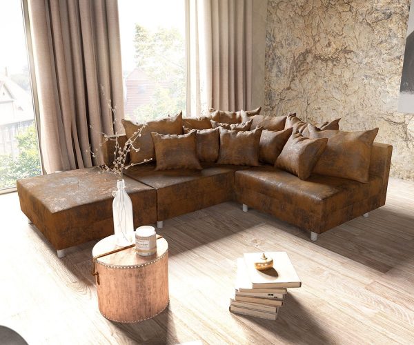 DELIFE Ecksofa Clovis Braun Antik Optik Hocker Ottomane Links Modulsofa, Design Ecksofas, Couch Loft, Modulsofa, modular DELIFE Ecksofa Clovis Braun Antik Optik Hocker Ottomane Links Modulsofa, Design Ecksofas, Couch Loft, Modulsofa, modular