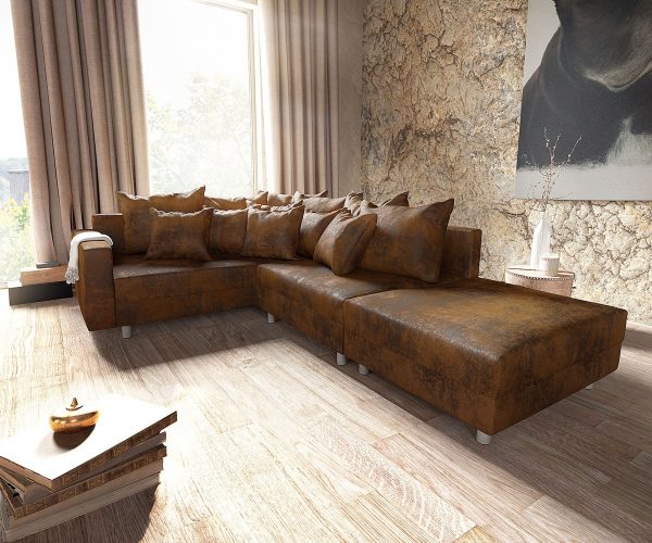 DELIFE Ecksofa Clovis Braun Antik Optik modul Hocker Armlehne Ottomane Links, Design Ecksofas, Couch Loft, Modulsofa, modular DELIFE Ecksofa Clovis Braun Antik Optik modul Hocker Armlehne Ottomane Links, Design Ecksofas, Couch Loft, Modulsofa, modular
