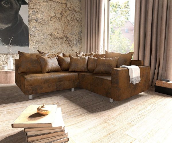 DELIFE Ecksofa Clovis Braun Antik Optik modular Armlehne Ottomane Rechts, Design Ecksofas, Couch Loft, Modulsofa, modular DELIFE Ecksofa Clovis Braun Antik Optik modular Armlehne Ottomane Rechts, Design Ecksofas, Couch Loft, Modulsofa, modular