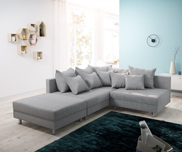 DELIFE Ecksofa Clovis Grau Flachgewebe Hocker Ottomane Links Modulsofa, Design Ecksofas, Couch Loft, Modulsofa, modular DELIFE Ecksofa Clovis Grau Flachgewebe Hocker Ottomane Links Modulsofa, Design Ecksofas, Couch Loft, Modulsofa, modular
