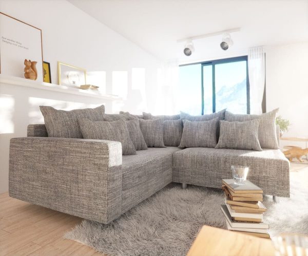 DELIFE Ecksofa Clovis Hellgrau Strukturstoff Armlehne Ottomane Links Modulsofa, Design Ecksofas, Couch Loft, Modulsofa, modular DELIFE Ecksofa Clovis Hellgrau Strukturstoff Armlehne Ottomane Links Modulsofa, Design Ecksofas, Couch Loft, Modulsofa, modular