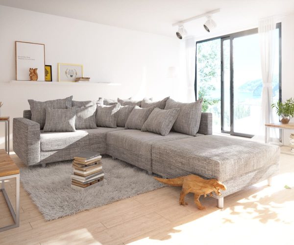 DELIFE Ecksofa Clovis Hellgrau Strukturstoff Hocker Armlehne Ottomane Links Modulsofa, Design Ecksofas, Couch Loft, Modulsofa, modular DELIFE Ecksofa Clovis Hellgrau Strukturstoff Hocker Armlehne Ottomane Links Modulsofa, Design Ecksofas, Couch Loft, Modulsofa, modular