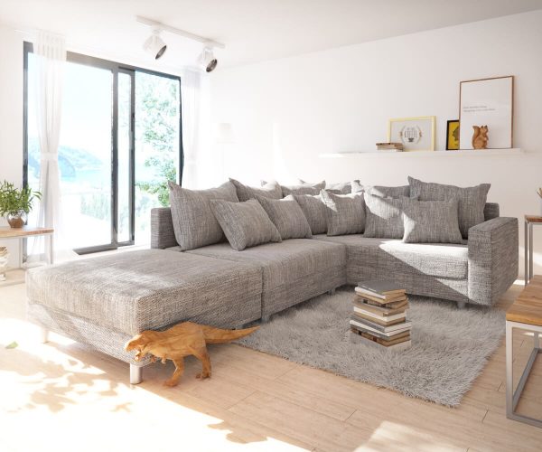 DELIFE Ecksofa Clovis Hellgrau Strukturstoff Hocker Armlehne Ottomane Rechts Modulsofa, Design Ecksofas, Couch Loft, Modulsofa, modular DELIFE Ecksofa Clovis Hellgrau Strukturstoff Hocker Armlehne Ottomane Rechts Modulsofa, Design Ecksofas, Couch Loft, Modulsofa, modular