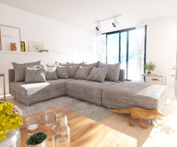 DELIFE Ecksofa Clovis Hellgrau Strukturstoff Hocker Ottomane Links Modulsofa, Design Ecksofas, Couch Loft, Modulsofa, modular DELIFE Ecksofa Clovis Hellgrau Strukturstoff Hocker Ottomane Links Modulsofa, Design Ecksofas, Couch Loft, Modulsofa, modular