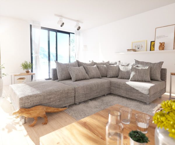 DELIFE Ecksofa Clovis Hellgrau Strukturstoff Hocker Ottomane Rechts Modulsofa, Design Ecksofas, Couch Loft, Modulsofa, modular DELIFE Ecksofa Clovis Hellgrau Strukturstoff Hocker Ottomane Rechts Modulsofa, Design Ecksofas, Couch Loft, Modulsofa, modular