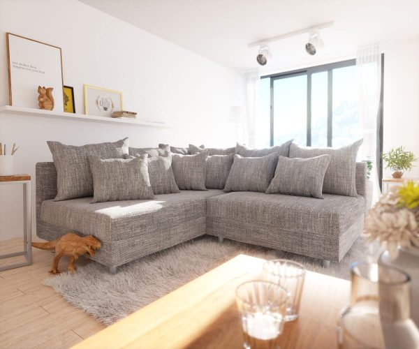 DELIFE Ecksofa Clovis Hellgrau Strukturstoff Ottomane Links Modulsofa, Design Ecksofas, Couch Loft, Modulsofa, modular DELIFE Ecksofa Clovis Hellgrau Strukturstoff Ottomane Links Modulsofa, Design Ecksofas, Couch Loft, Modulsofa, modular