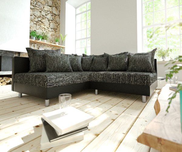 DELIFE Ecksofa Clovis Schwarz Ottomane Links modular erweiterbar, Design Ecksofas, Couch Loft, Modulsofa, modular DELIFE Ecksofa Clovis Schwarz Ottomane Links modular erweiterbar, Design Ecksofas, Couch Loft, Modulsofa, modular