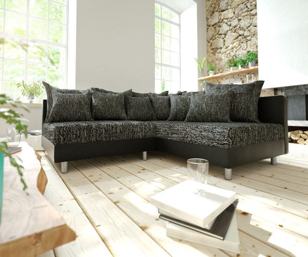 DELIFE Ecksofa Clovis Schwarz Ottomane Rechts Modulsofa erweiterbar, Design Ecksofas, Couch Loft, Modulsofa, modular DELIFE Ecksofa Clovis Schwarz Ottomane Rechts Modulsofa erweiterbar, Design Ecksofas, Couch Loft, Modulsofa, modular
