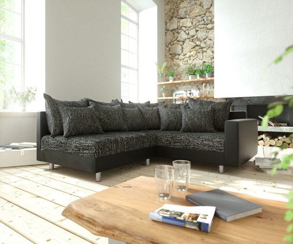 DELIFE Ecksofa Clovis Schwarz modular Armlehne Ottomane Rechts, Design Ecksofas, Couch Loft, Modulsofa, modular DELIFE Ecksofa Clovis Schwarz modular Armlehne Ottomane Rechts, Design Ecksofas, Couch Loft, Modulsofa, modular