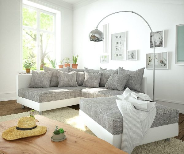 DELIFE Ecksofa Clovis Weiss Hellgrau Modulsofa Hocker Ottomane Links, Design Ecksofas, Couch Loft, Modulsofa, modular DELIFE Ecksofa Clovis Weiss Hellgrau Modulsofa Hocker Ottomane Links, Design Ecksofas, Couch Loft, Modulsofa, modular