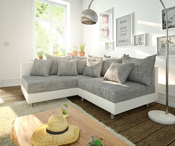 DELIFE Ecksofa Clovis Weiss Hellgrau Ottomane Links Modulsofa, Design Ecksofas, Couch Loft, Modulsofa, modular DELIFE Ecksofa Clovis Weiss Hellgrau Ottomane Links Modulsofa, Design Ecksofas, Couch Loft, Modulsofa, modular