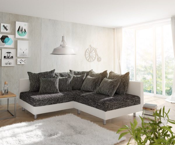 DELIFE Ecksofa Clovis Weiss Schwarz Ottomane Links Modulsofa, Design Ecksofas, Couch Loft, Modulsofa, modular DELIFE Ecksofa Clovis Weiss Schwarz Ottomane Links Modulsofa, Design Ecksofas, Couch Loft, Modulsofa, modular