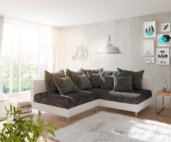 DELIFE Ecksofa Clovis Weiss Schwarz Ottomane Rechts modular, Design Ecksofas, Couch Loft, Modulsofa, modular DELIFE Ecksofa Clovis Weiss Schwarz Ottomane Rechts modular, Design Ecksofas, Couch Loft, Modulsofa, modular