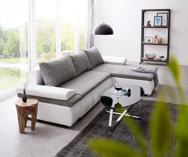 DELIFE Ecksofa Gitano 300x175 cm Hellgrau Weiss Schlaffunktion, Ecksofas DELIFE Ecksofa Gitano 300x175 cm Hellgrau Weiss Schlaffunktion, Ecksofas
