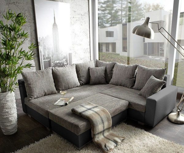 DELIFE Ecksofa Lavello 210x210 Grau Schwarz Ottomane Links, Ecksofas DELIFE Ecksofa Lavello 210x210 Grau Schwarz Ottomane Links, Ecksofas