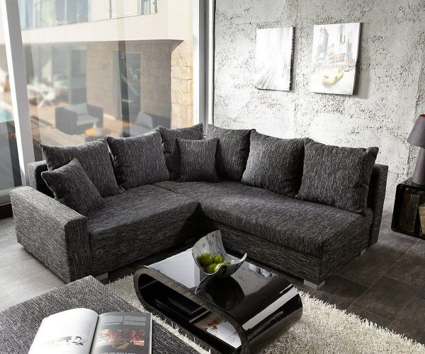 DELIFE Ecksofa Lavello 210x210 cm Schwarz Sofa mit Hocker, Ecksofas DELIFE Ecksofa Lavello 210x210 cm Schwarz Sofa mit Hocker, Ecksofas