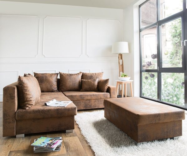 DELIFE Ecksofa Lavello 210x210cm Braun Antik Optik mit Hocker, Ecksofas DELIFE Ecksofa Lavello 210x210cm Braun Antik Optik mit Hocker, Ecksofas
