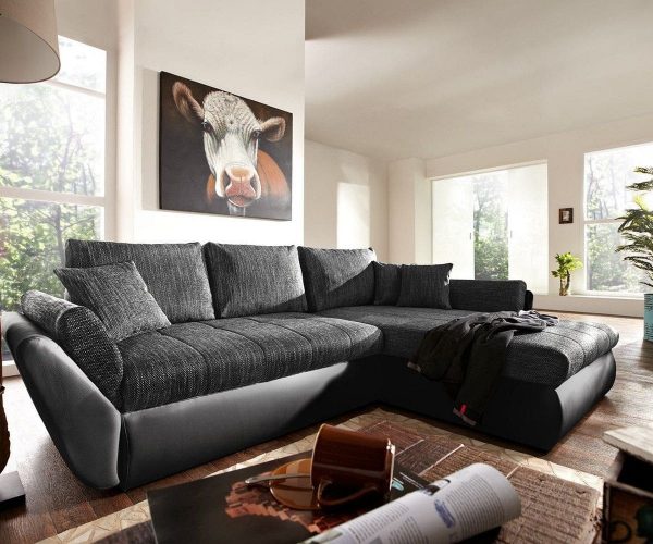DELIFE Ecksofa Loana 275x185 Schwarz mit Schlaffunktion variabel, Ecksofas DELIFE Ecksofa Loana 275x185 Schwarz mit Schlaffunktion variabel, Ecksofas