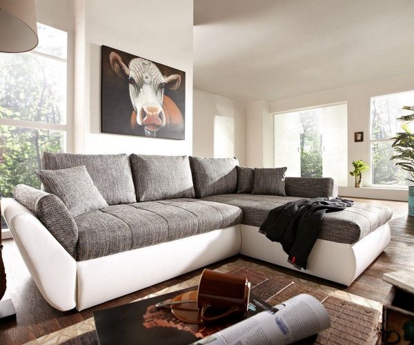 DELIFE Ecksofa Loana 275x185 Weiss Grau Schlaffunktion Variabel, Ecksofas DELIFE Ecksofa Loana 275x185 Weiss Grau Schlaffunktion Variabel, Ecksofas