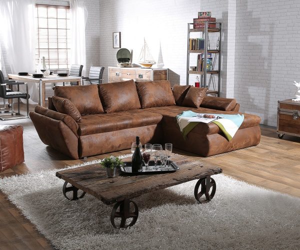 DELIFE Ecksofa Loana 275x185 cm Braun mit Schlaffunktion, Ecksofas DELIFE Ecksofa Loana 275x185 cm Braun mit Schlaffunktion, Ecksofas