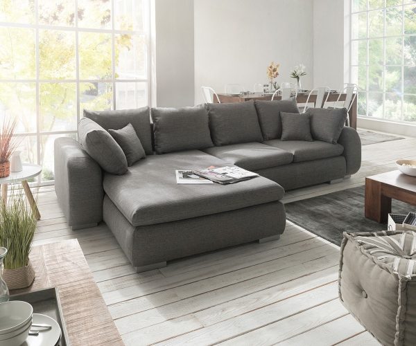 DELIFE Ecksofa Maxie 330x178 cm Grau mit Schlaffunktion, Ecksofas DELIFE Ecksofa Maxie 330x178 cm Grau mit Schlaffunktion, Ecksofas