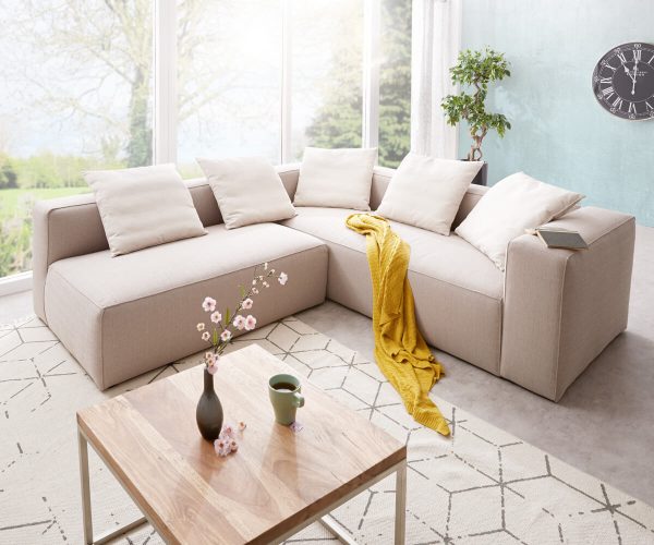 DELIFE Ecksofa Oceana 250x245 cm Beige Ottomane variabel Kissen, Ecksofas DELIFE Ecksofa Oceana 250x245 cm Beige Ottomane variabel Kissen, Ecksofas
